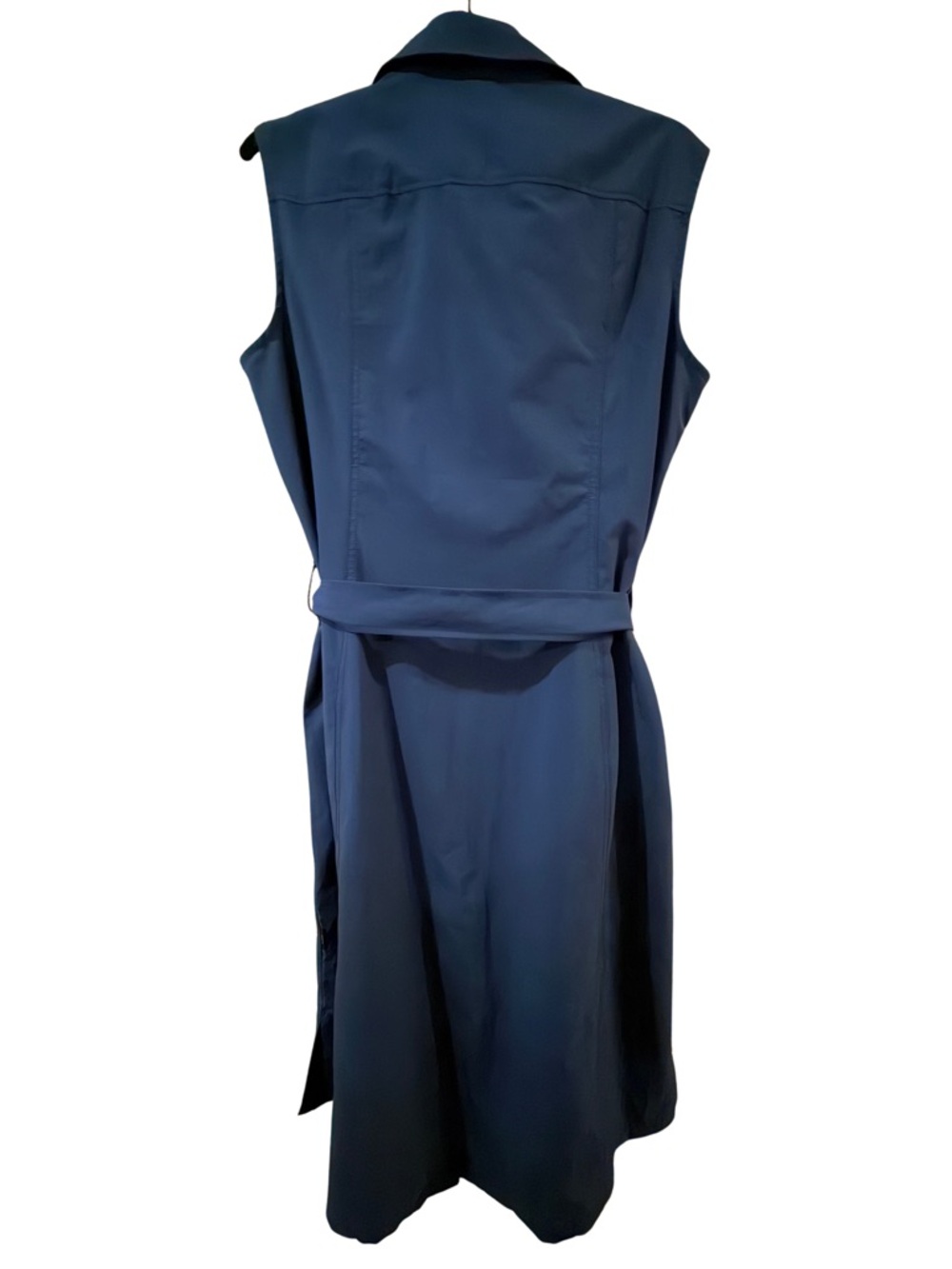 Jack Wolfskin Sleeveless Navy Button-Front Midi Dress with Tie Waist Large - Picture 3 of 5